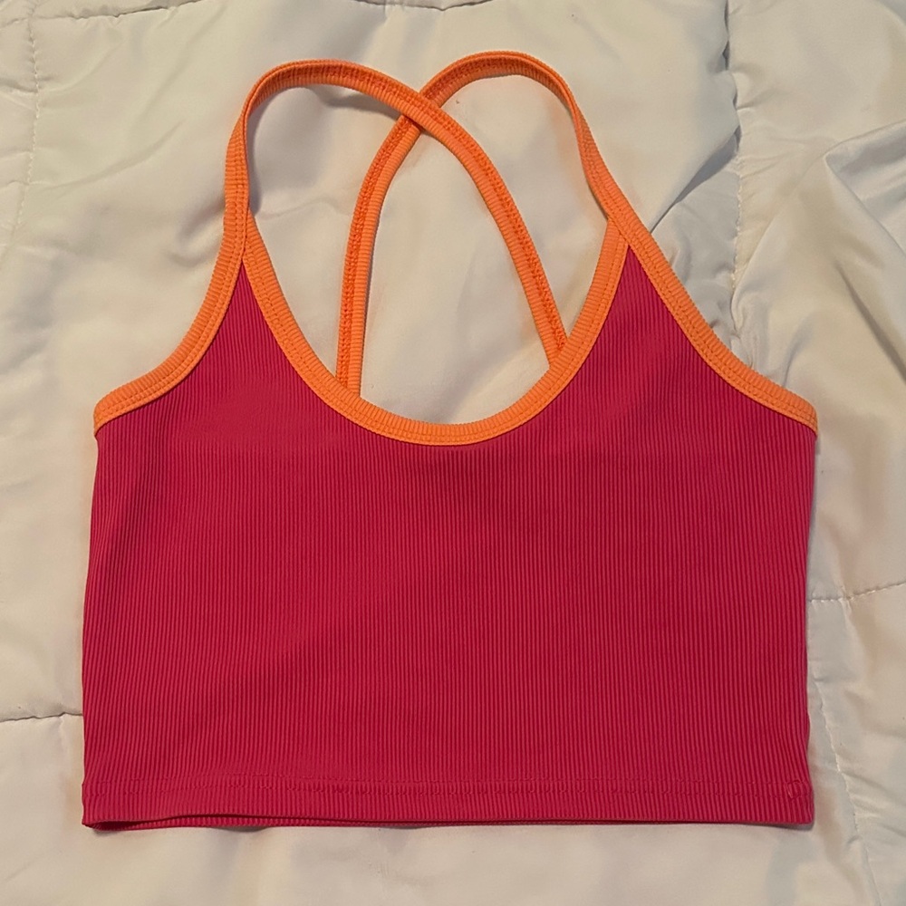 SHEIN Pink and Orange Ribbed Top